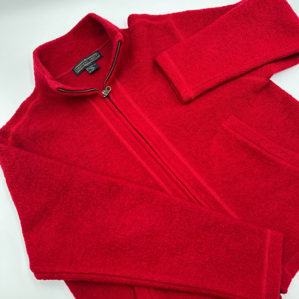Vintage 90s Herman Geist Red Wool Jacket Womens PM Office Siren Quiet Luxury